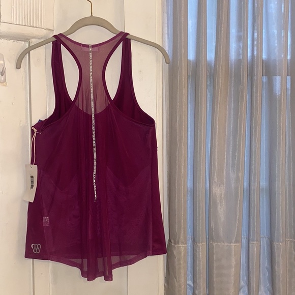 Sweat by Whitney Port NWT Mesh Back Racerback Yoga Tank Top in Purple Size L - Picture 8 of 11
